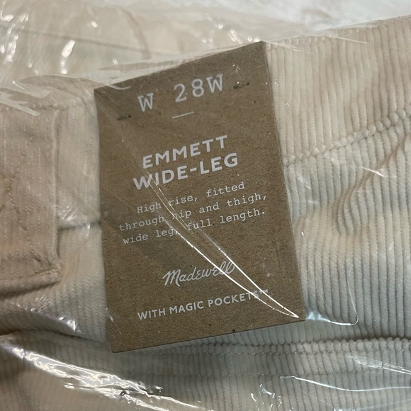 NWT Madewell Emmett 2.0 Wide Leg Corduroy Pants Antique Cream Women’s Plus Sizes - Picture 9 of 10